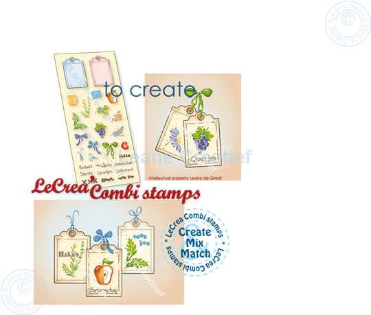 Bild von LeCreaDesign® Silikon kombi Stempel 9 verschiedene Labels, 3x4 cm