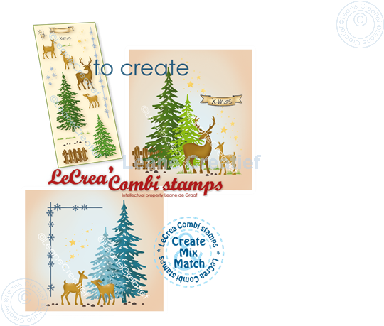Picture of LeCreaDesign® combi clear stamp Christmas Deer scene