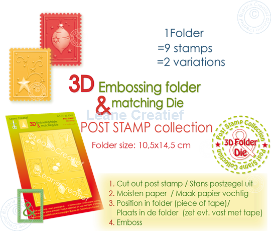 Bild von 3D Embossing Schablone & Schneideschablone, Briefmarke für Weihnachten 3x4cm, 9 Motive